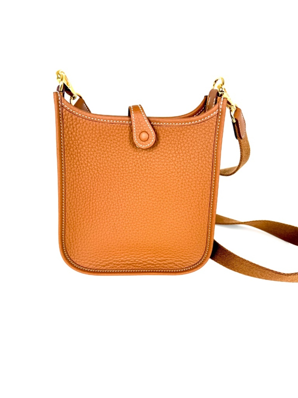 HERMES Mini Evelyne TPM 16 Gold on Gold Leather Crossbody Bag New - Picture 4 of 10